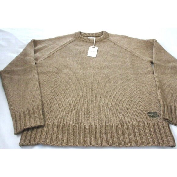 OOBE Brand Men's Edisto Italian Crew Neck Virgin Wool Sweater Camel Brown NWT - Picture 2 of 7